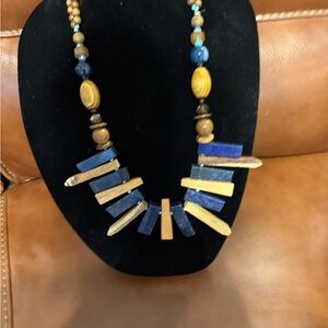 Blue and Brown Beaded Necklace